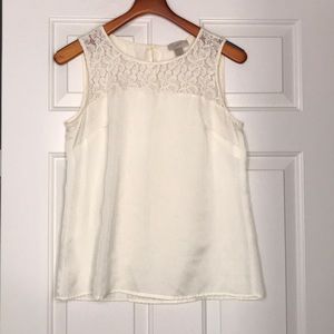 LOFT Sleeveless White Lace Blouse